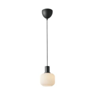 Nordlux Milford Hanglamp - E14 - Niet Dimbaar - Ø20x14cm - Glas/metaal - Zwart - Fitting Nvt - Aantal lichtpunten 1 - Type lamp Lamp niet inbegrepen - Kleur Zwart - Materiaal Metaal,Glas
