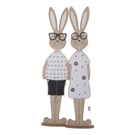 Decoratie Houten Paashaas - Zwart/Wit - 80cm - Topper - Merk DDD