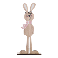 Decoratie Houten Paashaas met Sjaal - 25,5cm - Merk DDD