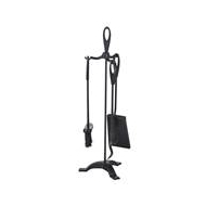Practo Home Haardset Merapi - 4 Delig - Gecoat Staal - 63,5cm - Zwart - Topper - Merk Practo Home