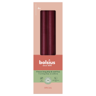 Bolsius Special Essentials Dinerkaarsen - 245x24mm - Brandduur 7u - Metallic Rood - 4 stuks - Merk Bolsius - Aantal branduren 7u