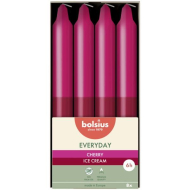 Bolsius Everyday Tafelkaarsen - 180x21mm - Brandduur 6u -  Kersengeur - Roze - 8 stuks - Merk Bolsius - Aantal branduren 6u
