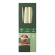 Bolsius Special Essentials Dinerkaarsen - 245x24mm - Brandduur 7u - Metallic White Silver - 4 stuks - Merk Bolsius - Aantal branduren 7u