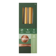 Bolsius Special Essentials Dinerkaarsen - 245x24mm - Brandduur 7u - Metallic Golden Orange - 4 stuks - Merk Bolsius - Aantal branduren 7u