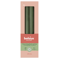 Bolsius Special Essentials Dinerkaarsen - 245x24mm - Brandduur 7u - Metallic Groen - 4 stuks - Merk Bolsius - Aantal branduren 7u