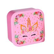 Lunch Buddies Unicorn Flower Boîte à Snacks - Plastique - Rose - 3 Pièces - Couleur Rose
