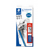 Staedtler Mars Lumograph Crayons Graphite - Graduation Différent - Gomme - Taille-Crayon - 6 pièces - Marque Staedtler - Dureté crayon Plusieurs - Type d'écriture Crayon général