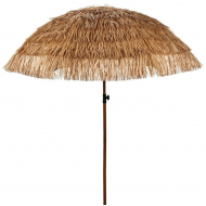 Koopman Outdoor Hawaiiaanse Parasol - Ø120xH210cm - Raffia/Aluminium - Bruin - Kleur Bruin - Materiaal Aluminium