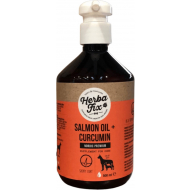 Herbafix Huile Saumon & Curcuma Chiens – Peau Saine, Saveur Naturelle, Soutien Articulations – 150ml - Convient pour Chiens