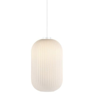 Nordlux Milford Hanglamp - E27 - Dimbaar - 20x33,5cm - Glas/Metaal - Wit - Kleur Wit - Materiaal Glas,Metaal - Type lamp Lamp niet inbegrepen - Fitting Nvt - Aantal lichtpunten 1