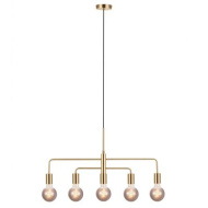 Nordlux Gloom Hanglamp - 5 Lampen - E27 - Dimbaar - 74x4,3x238,5cm - Metaal - Goud - Kleur Goud - Type lamp Lamp niet inbegrepen - Aantal lichtpunten meer dan 3 - Fitting Nvt - Materiaal Metaal