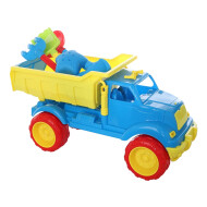 Set de jouets de plage Camion à benne basculante - Avec pelle et moules - Bleu/Jaune/Rouge - Marque DDD - Age à partir de 3 ans