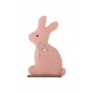 Decoratie houten konijn op voet roze 29cm - Topper - Merk DDD