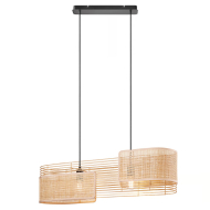 Nordlux Jaffna Hanglamp - E27 - Dimbaar - 94x25,5cm - Metaal/Raffia - Bruin - Aantal lichtpunten 2 - Type lamp LED - Fitting Nvt - Materiaal Metaal,Raffia - Kleur Bruin