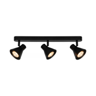 Nordlux Eik Plafondlamp  - 3 Lampen - GU10 - Dimbaar - 45x15cm - Metaal - Zwart - Materiaal Metaal - Aantal lichtpunten 3 - Kleur Zwart - Fitting Nvt - Type lamp Lamp niet inbegrepen