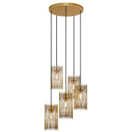 Nordlux Elvis Hanglamp - 5 Lampen - E27 - Dimbaar -Ø40cm - Metaal - Or - Nombre de points lumineux plus de 3 - Type de lampe Lampe non inclus - Couleur Or - Matériel Métal - Douilles Nvt