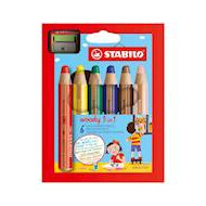 Stabilo Woody 3 in 1 Kleurpotloden - Multicolor - 6 Stuks - Merk Stabilo - Type schrijfgerief Kleurpotlood