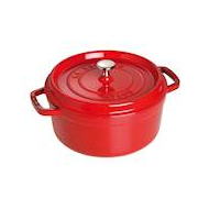 Cocotte ronde cérise 24 cm - Marque Staub - Convient pour Gaz,Électrique,Intérieur,Cuisine,Induction,Lave-vaisselle,Four