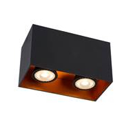 Lucide Bido Plafondspot - 2xGU10 - Zwart - Merk Lucide - Vermogen 50 W - Materiaal Aluminium - Geschikt voor Plafond - Kleur Zwart - Fitting GU10 - Type opbouw spot Plafondplaat - Lumen Nvt - Type lamp Lamp niet inbegrepen