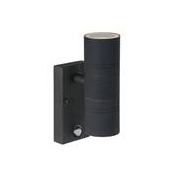 Lucide Arne-LED IR Wandspot Buiten - Ø6,3cm - LED - GU10 - 2x5W 2700K  - Bewegingssensor - Zwart - Merk Lucide - Materiaal Staal - Type lamp LED - Aantal lichtpunten 2 - Vermogen 5 W - Kleur Zwart