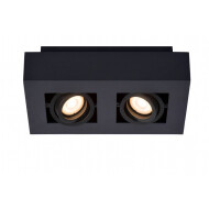 Lucide Xirax Spot plafond - LED Dim to warm - GU10 - 2x5W 2200K/3000K - Noir - Marque Lucide - Douilles GU10 - Convient pour Plafond - Couleur Noir - Lumen 320 Lm - Puissance  5 W - Type de lampe LED - Matériel Aluminium