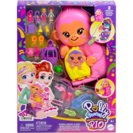 Polly Pocket Coffret de jeu Jungle maman singe et bébé - Avec poupées et accessoires - Marque Polly Pocket - Age à partir de 4 ans