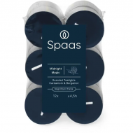 Spaas Midnight Magic Bougies Chauffe-Plat - 4,5h de Combustion - Bleu - 12 Pièces - Marque Spaas - Nombre d'heures de combustion 4,5h - Couleur Bleu - Odeur Citrus