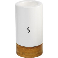 Spaas Theelichthouder - 6,5x12,6cm - Porcelein/Hout - Wit - Merk Spaas - Kleur Wit
