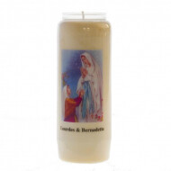 Noveenkaars Lourdes en Bernadette - 9 Dagen Brandduur - Ø7x18cm - Wit - Merk Spaas - Kleur Wit - Aantal branduren 9 Dagen