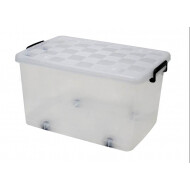 Boîte de rangement avec roues 37 L - Surmatelas - Marque Euro Lifestyle - Contenu 37 l - Options Sur roues,Avec couvercle - Couleur Transparant - Matériel PVC