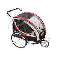 Maxxus Fietskar voor 2 Kinderen - Opvouwbaar - Met Vliegennet en Vlag - Rood/Grijs/Zwart - Merk Maxxus