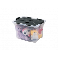 Boîte de rangement 27 L - Marque Euro Lifestyle - Matériel PVC - Couleur Transparant,Noir - Contenu 27 L - Options Avec couvercle