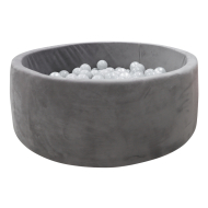 Ballenbad met 150 Ballen - 83x30cm - Velours - Grijs - Merk DDD Toys - Leeftijd vanaf 3 jaar - Kleur Grijs