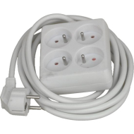 Chacon Vierkante Stekkerblok met Kabel - 4x16A - 3m - Wit - Merk Chacon