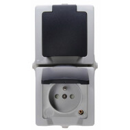 Kopp IP44 Dubbel Stopcontact Verticaal - Grijs - Type stopcontact 1-polig