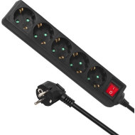 Stekkerblok met Kabel en Schakelaar - 3x16A - 1,5m - Zwart
