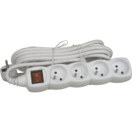 Stekkerblok met Schakelaar - 4x16A - 5m - Wit - Merk Merkloos