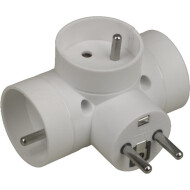 Domino Driewegstekker - 16A - Wit - Merk Merkloos