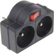 Dominostekker met Schakelaar - 2x16A - Zwart - Merk Merkloos