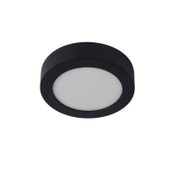 Lucide Brice-LED Plafonnière Badkamer - Ø18 cm - LED Dimbaar - 1x11W 3000K - IP44 - Zwart - Vermogen 11 W - Kleur Zwart - Fitting Nvt