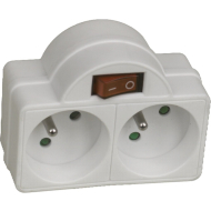 Dominostekker met Schakelaar - 2x16A - Wit - Merk Merkloos