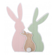 Décoration lapin familial en bois 22cm - Surmatelas - Marque DDD