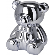 Tirelire Ours - 14,4x12,5x17cm - Céramique - Argent - Couleur Argent