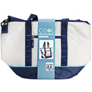 Cool Grand Sac Isotherme - Avec Poignées - 26L - 51x24x34cm - Polyéthylène - Crème Blanc/Bleu - Contenu 26 l - Couleur Bleu,Crème,Blanc
