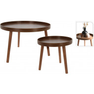Home&Styling Bijzettafel - Rond - Bruin - 2 Delig - Vorm Rond - Kleur Bruin