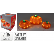 Éclairage LED Citrouille - 20x20x24cm - Orange - 3 Pièces