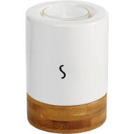 Spaas Theelichthouder - 6,5x9cm - Porcelein/Hout - Wit - Merk Spaas - Kleur Wit