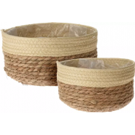 Koopman Cache-Pot Tressé - Ø20 cm - Beige - Contenu Nvt - Couleur Vert
