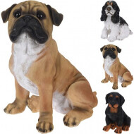 Poly Hond Zittend - 27cm - Zwart/bruin - 3ass