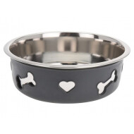 Dogs Collection Hondenvoerbak met Motief - 21x7cm - RVS - Zilver/Zwart - Materiaal RVS - Kleur Zwart,Zilver - Vorm Rond - Eigenschappen Zonder standaard